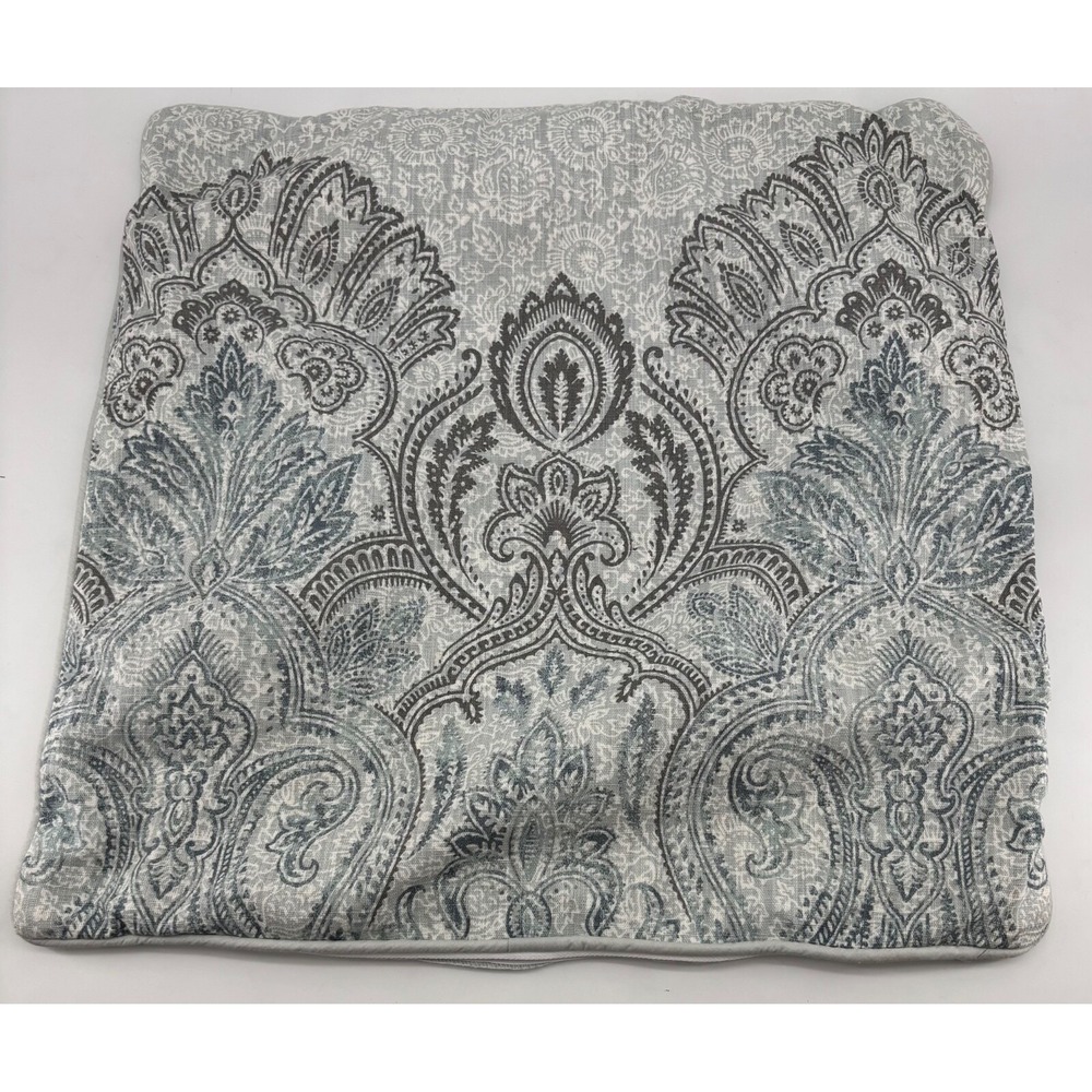 Tahari Teal Gray White Paisley Pillow Cover 20 inch Cotton‎ 18x18"